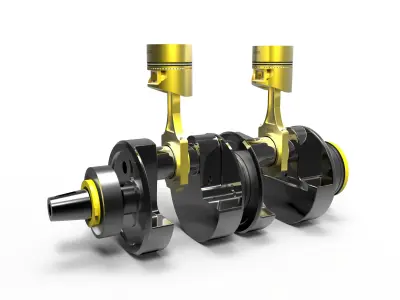 Motorcycle Piston and Crankshaft 3D model