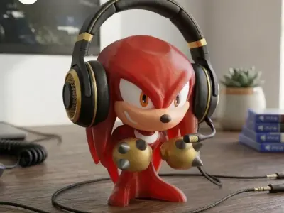 Sonic Knuckles Headset Holder STL  Multi Part 3D print model