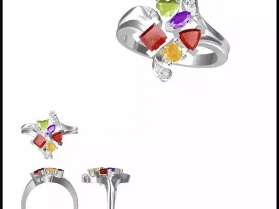 JCD Format Antique color stone rings metal file 3D print model purchase