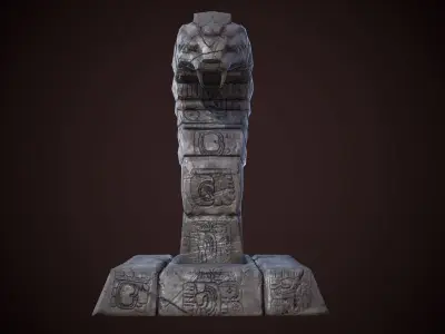 Mayan statue snake Low-poly 3D model