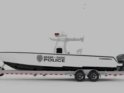 Contender Police Boat with Trailer  3D model