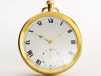 Gold Pocket Watch 3D model