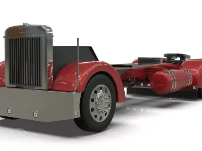 Peterbilt 351LW Chasis LowPoly 3D model air suspension Low-poly 3D model
