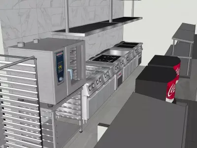 Commercial Airport Burger Kitchen Shop 3D model