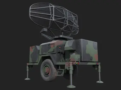 Military Air Radar Low-poly 3D model