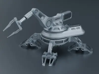Sci-fi futuristic 3D manipulator arm high-poly hard-surface 3D model