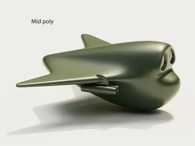 Cartoon Bomber Airplane Low-poly 3D model