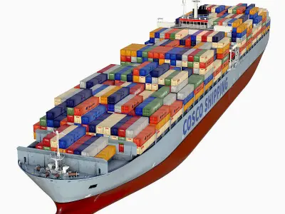 Cargo container ship 300m Low-poly 3D model