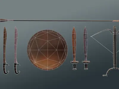 Ancient Greek Weapons Pack Low-poly 3D model