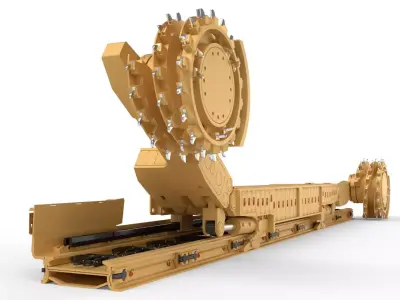 Longwall Mining Coal Shearer Loader 3D model