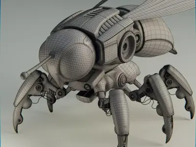 Mecha Bee Low-poly 3D model
