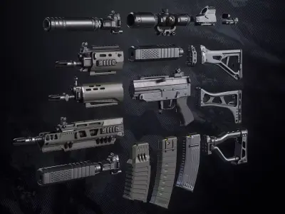 Modular Weapon Low-poly 3D model