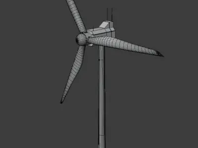 Wind Turbine For Green Energy Low-poly 3D model