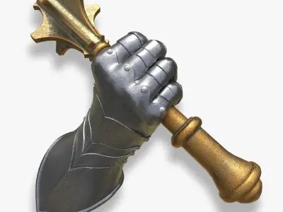 Stylized Mechanical Sculpture -Iron Grip Low-poly 3D model