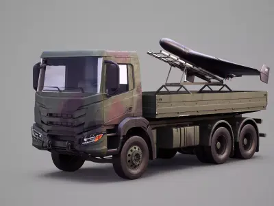 Military Transport Truck with Drone Launcher Geran-2 3D model