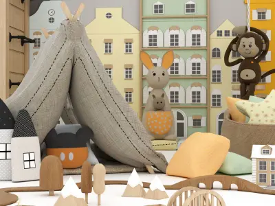 toys and furniture set 3D model purchase