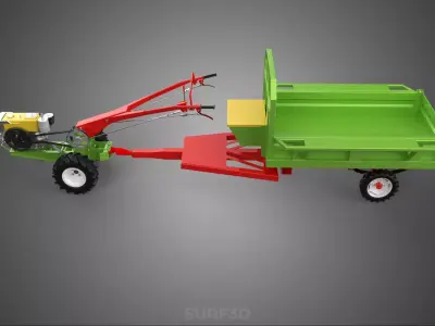IMPLEMENT HAULAGE TRAILER FARM AGRICULTURAL VEHICLE TRACTOR CART 3D model