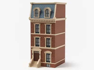  Cartoonish Classic Apartment Building Low Poly 3D Model Bundle 