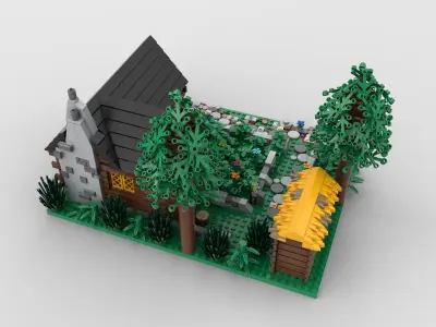 small medieval wooden house  3D model