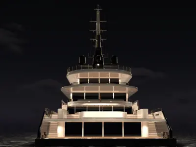 Abeking Rasmussen Luxury Yacht Night Scene 3D model