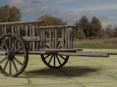 Cart collection low poly wooden Low-poly 3D model