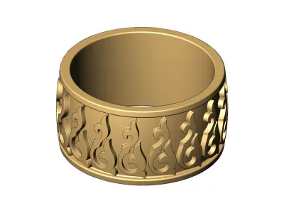 Floral scroll ornament 12mm wide band US sizes 8 9 10 3D print model