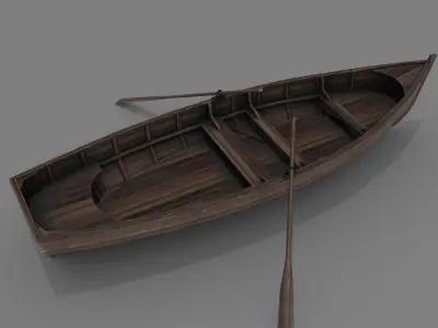 Wooden boat Low-poly 3D model Low-poly 3D model