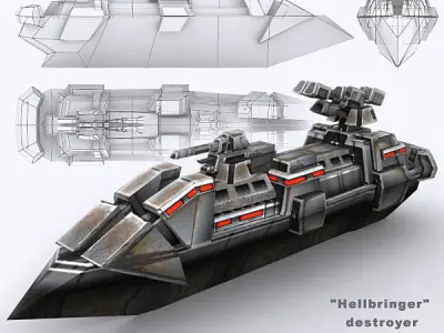 Sci-Fi Naval collection Low-poly 3D model