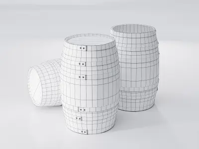 Wooden barrel Low-poly 3D model order