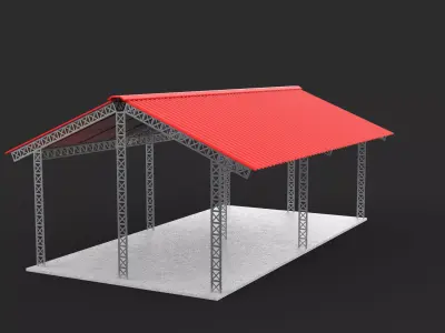 Industrial metal hangar 3D model purchase