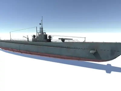 Old Submarine Low-poly 3D model