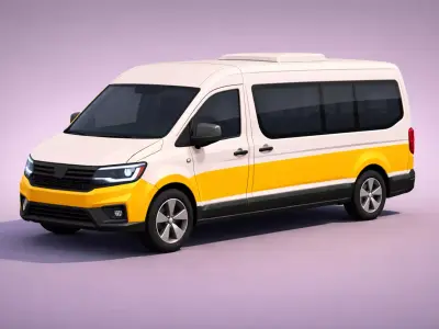 Low Poly Generic Minibus Vehicle Model PBR Texture Low-poly 3D model