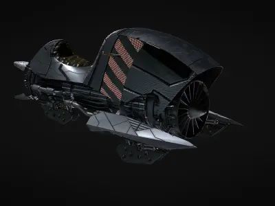 JetBike spacecraft with stripe Low-poly 3D model