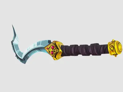 Steel Ritual Curved Dagger Iron Short Sword Leather Hilt Lowpoly Low-poly 3D model