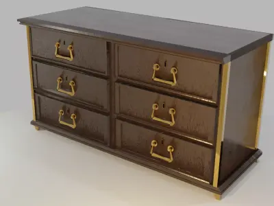 Vintage Wooden Dresser 3D model