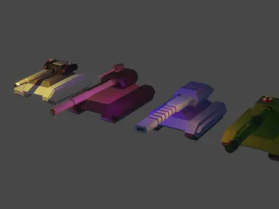 Low poly Tank for mass distraction for game turret can animate  Free low-poly 3D model
