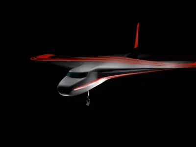 Futuristic Sci fi Red and Black Plane 3D Model for night Low-poly 3D model