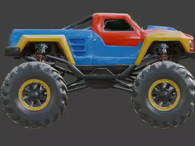 Stylized Racing Monster Truck 3D Model Low-poly 3D model