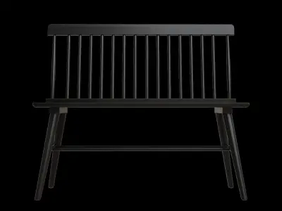 Modern Farmhouse Solid Wood Bench Low-poly 3D model