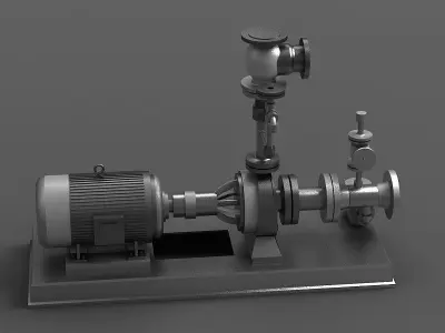 Motor crusher air valve pump factory equipment 3D model