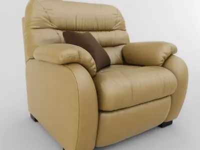 Chair tan leather recliner 3D model
