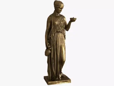 Hebe Statue - Gold Low-poly 3D model