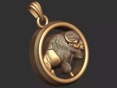 Wild Bull Pendant 3D model
