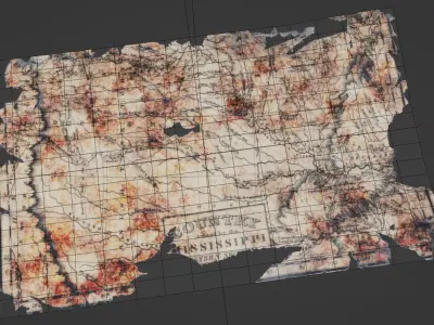 3D Worn Map of Mississippi model 3D model