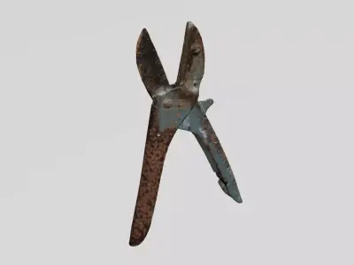 Rusty Tool Secateurs 3D scan PBR 4K textures Low-poly 3D model
