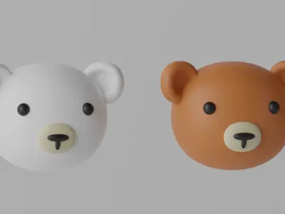 Cartoon Cute Bear Head 3D model