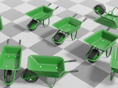 wheelbarrow four wheelbarrows 3D model