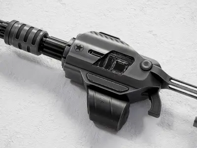Sci-fi Minigun PBR Low-poly 3D model