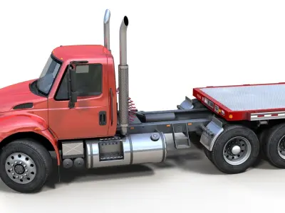 International Durastar flatbed trailer Low-poly 3D model