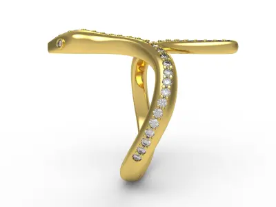 Antique Mini Snake Diamond Ring 02 3D print model